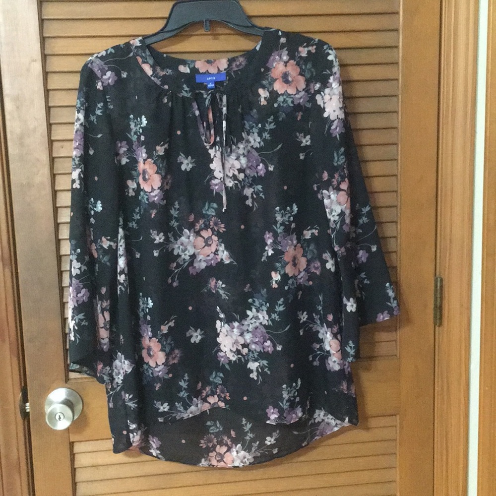Sheer floral boho goth dressy blouse size Large with satin cami to wear under